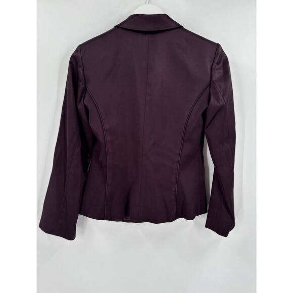 Cache Vintage Blazer Womens Small Burgundy Purple Satin Rhinestone Jacket Button - Picture 9 of 16